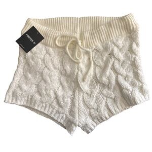 Forever 21 Ivory Cable Knit Shorts